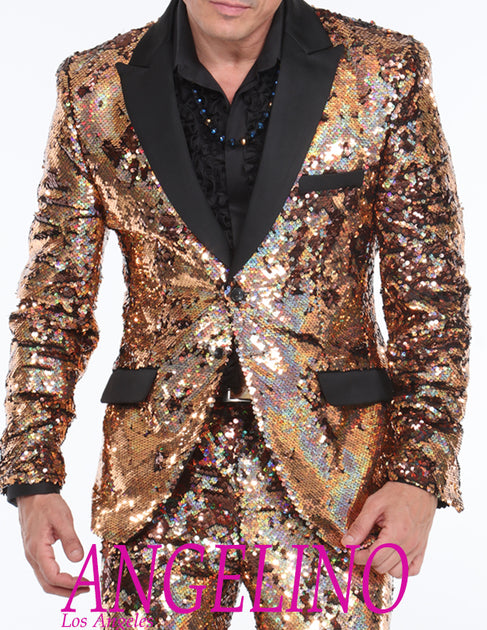 Mens Sequin Suit With Black Pant and Matching Bowtie main image 0