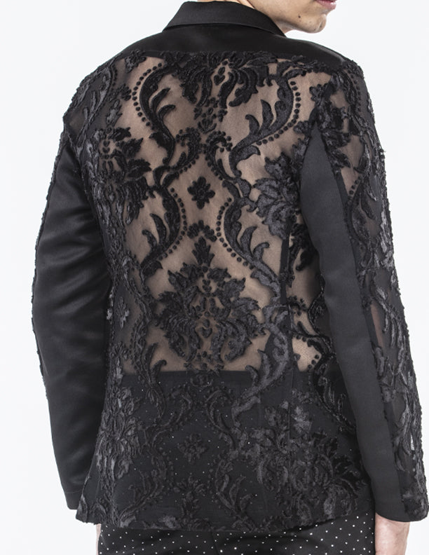 See-through blazer for men, Black, Angelino