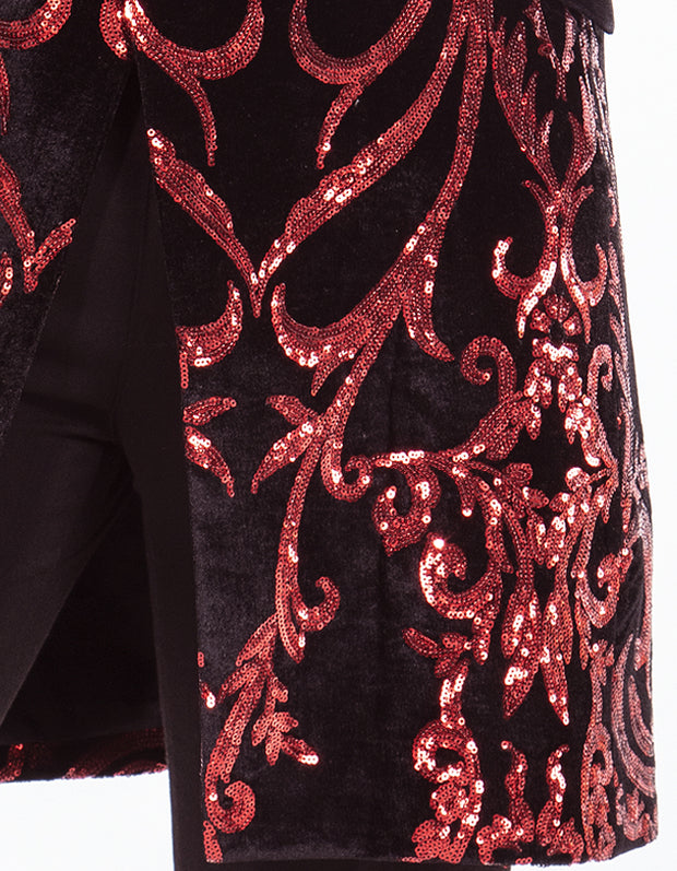 Long coat sequin victorian red, Agelino