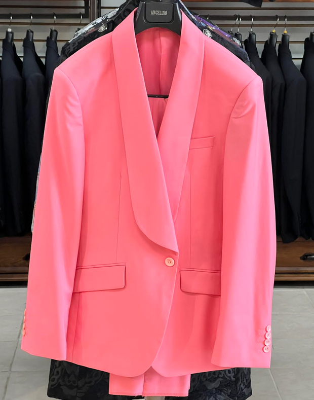 Mens suit Shawl Lapel Soft Pink