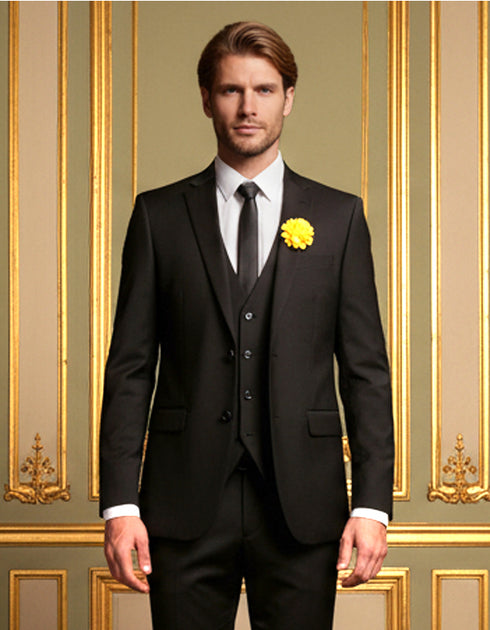 black dress suit Women's Color 3 Piece - Tailored Blazer Set - Custom Formal Outfit - Bridesmaid and traditional style or provide a foundation for accent colors to pop against Black suit notch Lapel 3