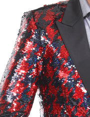 mens sequin blazer, hounds red/black
