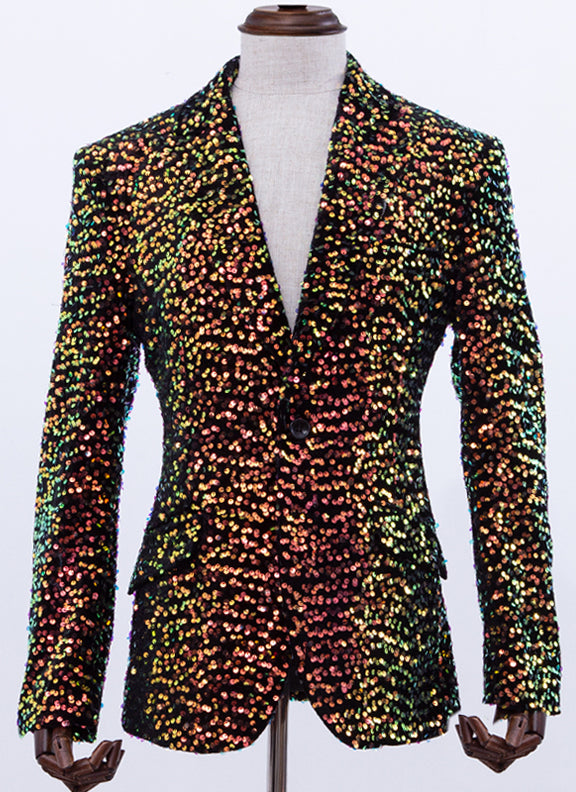 sequin blazer men, gold/blk, Angelino