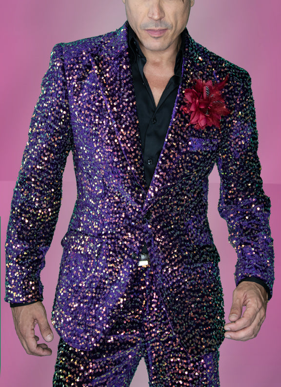 sequin suit men purple, Angelino