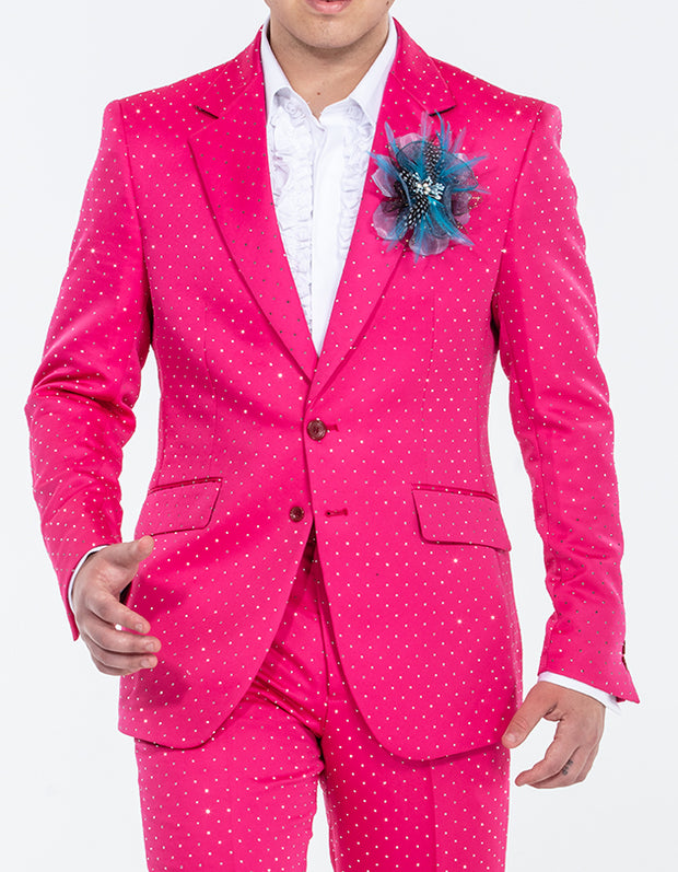 rhinestone suit men in pink color, Angelino