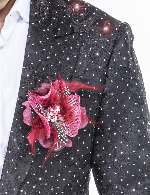 Rhinestone Black Suit, Paisley Design 42 Rhinestone Black Suit, Paisley Design 42