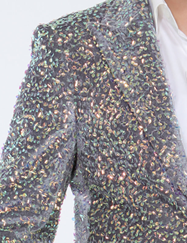 mens sequin blazer gray