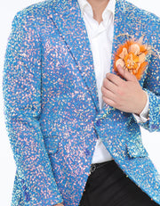 Sequin men blazer, teal, Angelino