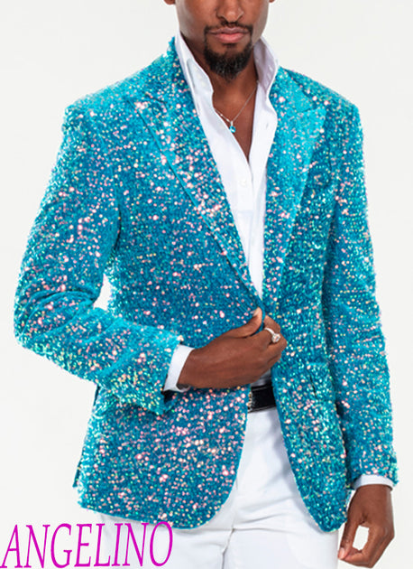 Navy Blue Sequin Patterned Party Blazer | Wessi