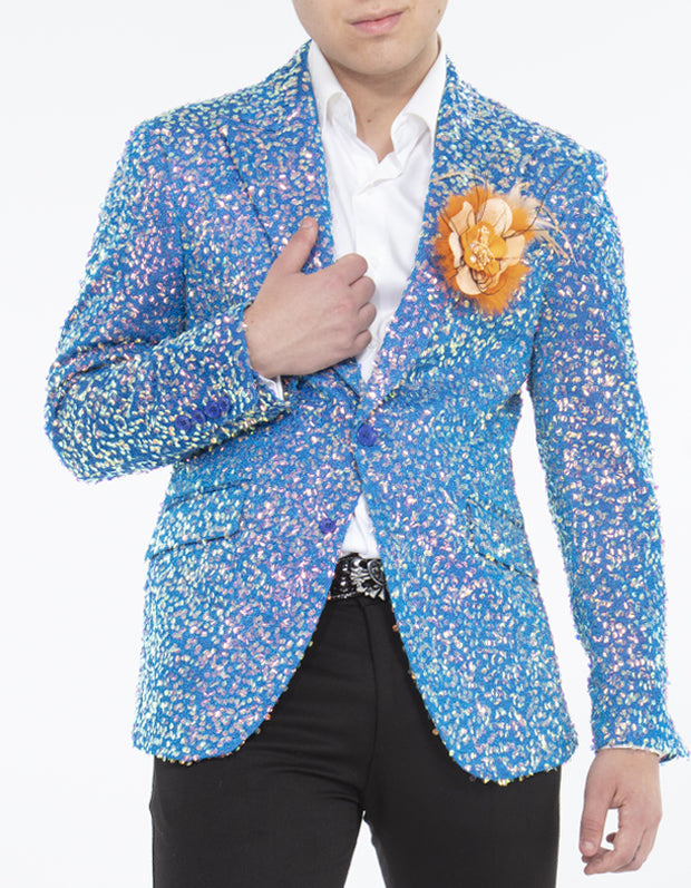 sequin blazer men turquise, Angelino
