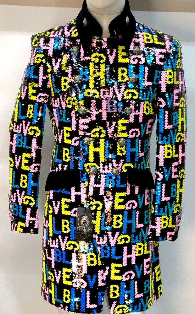 mens sequin coat long.Angelino