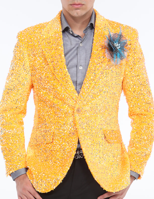 sequin blazer men orange color, Angelino