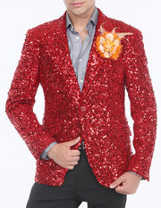 sequin jacket men, red, Angelino
