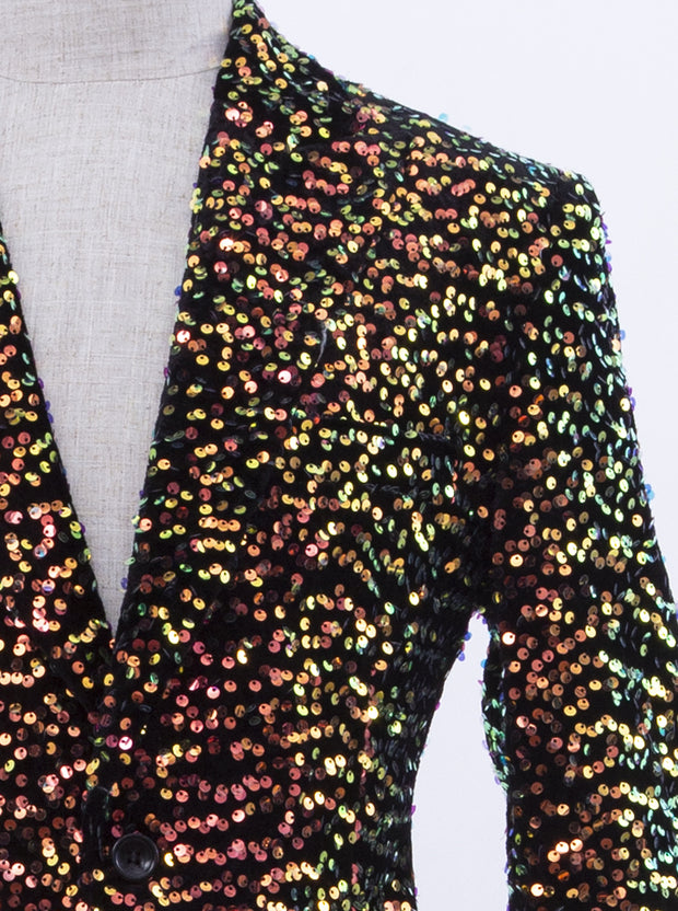 Mens sequin suit black/gold, Angelino