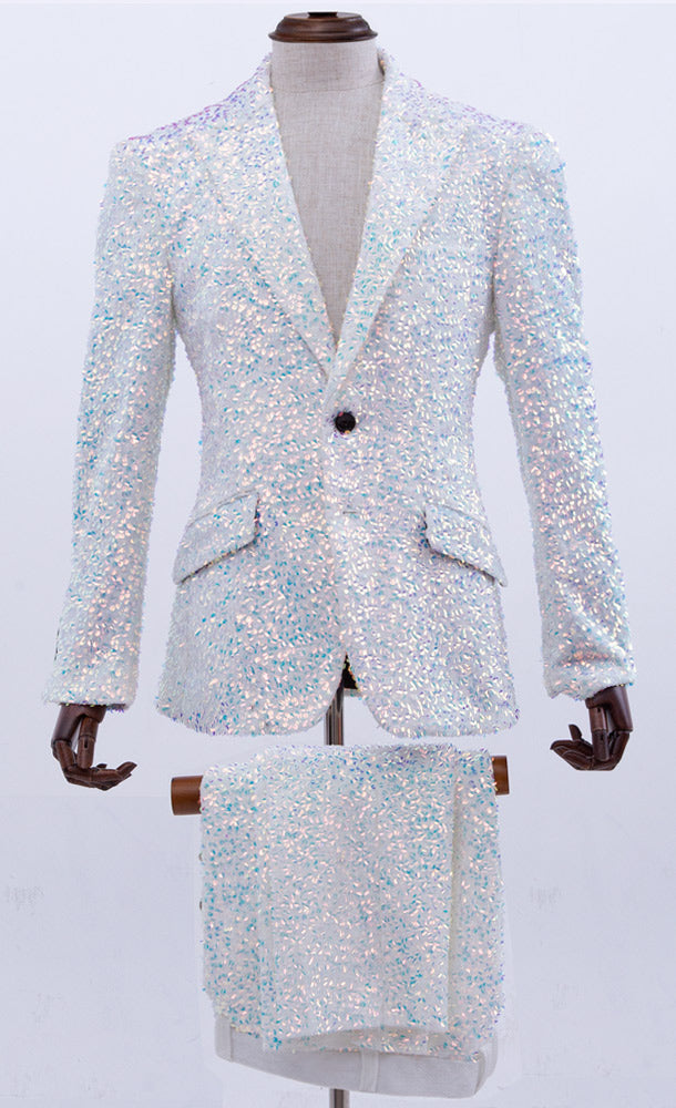 sequin suit for men white, Angelino