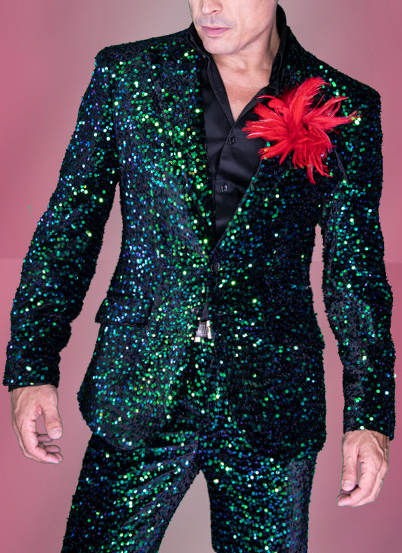 sequin suit green, Angelino