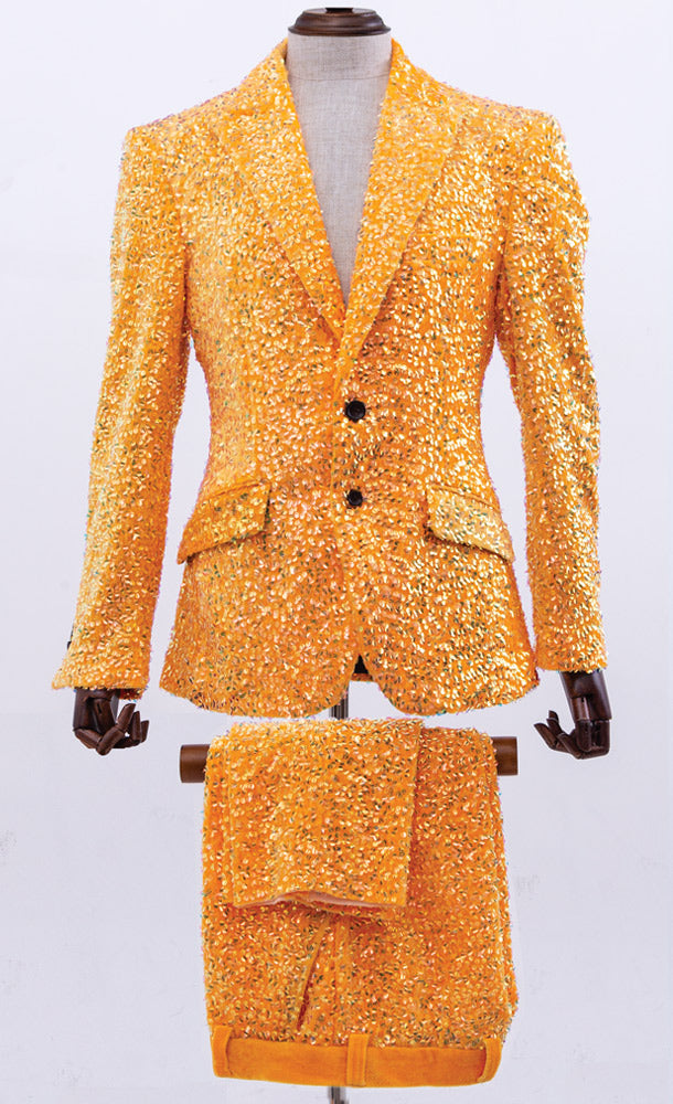 sparkly suit mens orange, Angelino