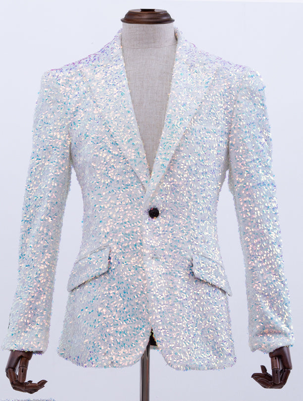 white sequin blazer for men,ANGELINO