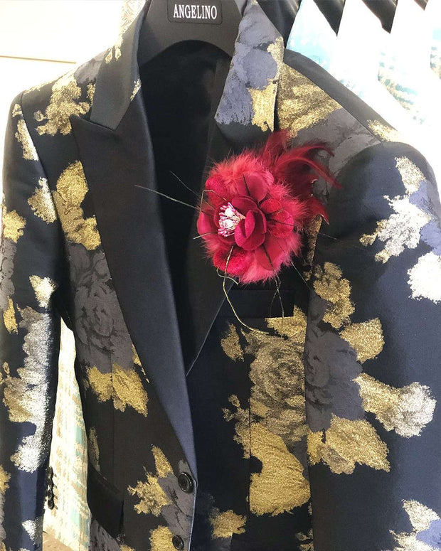 Prom Blazer B. Rose Black/Gold . Tuxedo, Prom - ANGELINO