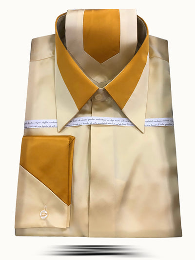 Men's Fashion Silk Shirts SS-B Gold - ANGELINO