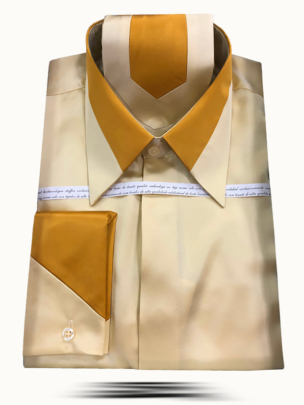 Men's Fashion Silk Shirts SS-B Gold - ANGELINO