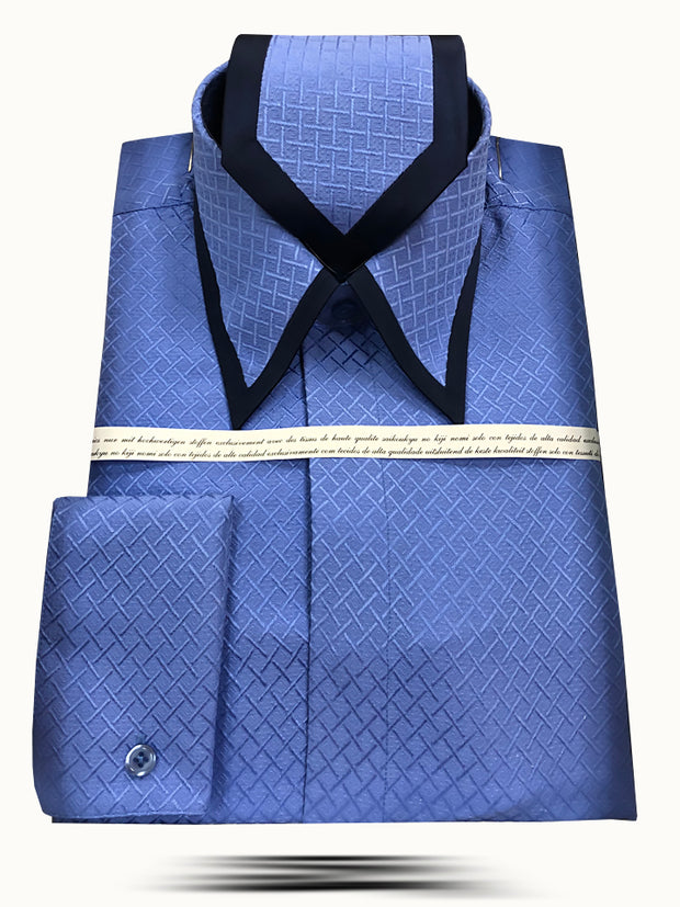 Men's Silk Shirts, SJ Blue - Fashion-Dress Shirt - ANGELINO