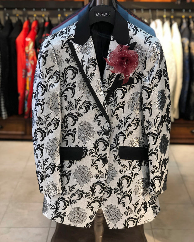 Prom Blazer - Prom 2021 - Leafy Silver - Semi Long Blazer - ANGELINO