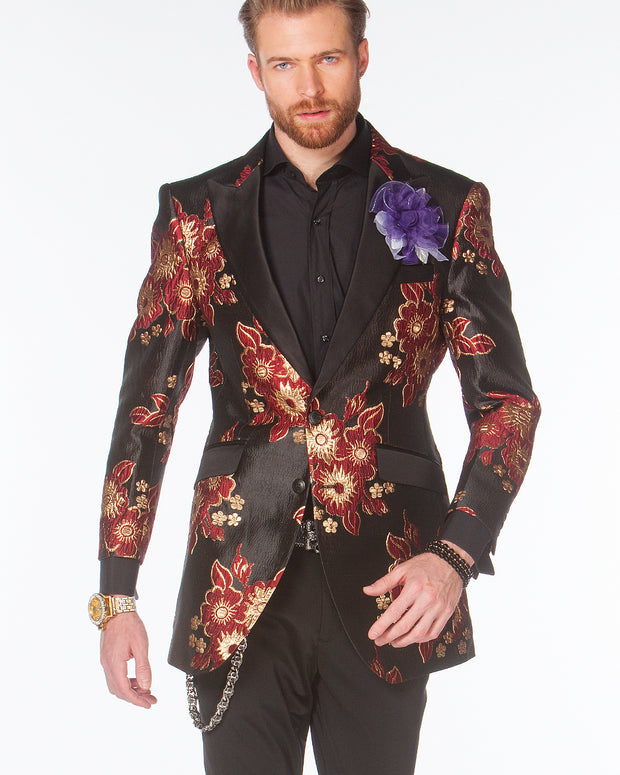 Prom Blazer - Prom TUXEDO 2021 - Sun F. Burgundy - Semi Long Blazer - ANGELINO