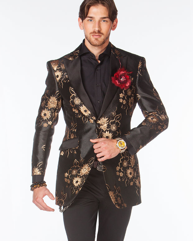 Prom Blazer - Prom Tuxedo 2021 - Sun F. Gold/Black - Semi Long Blazer - ANGELINO