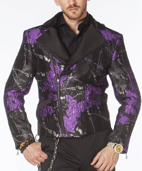 Men's Fashion Jacket - Biker Jacket  - Venus Purple - ANGELINO