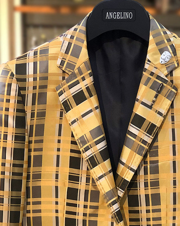 Mens Big and Tall - Mens Sport Coat - Blazer for men - Malibu Gold Black - ANGELINO