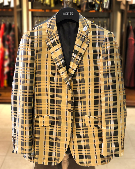 Mens Big and Tall - Mens Sport Coat - Blazer for men - Malibu Gold Black - ANGELINO