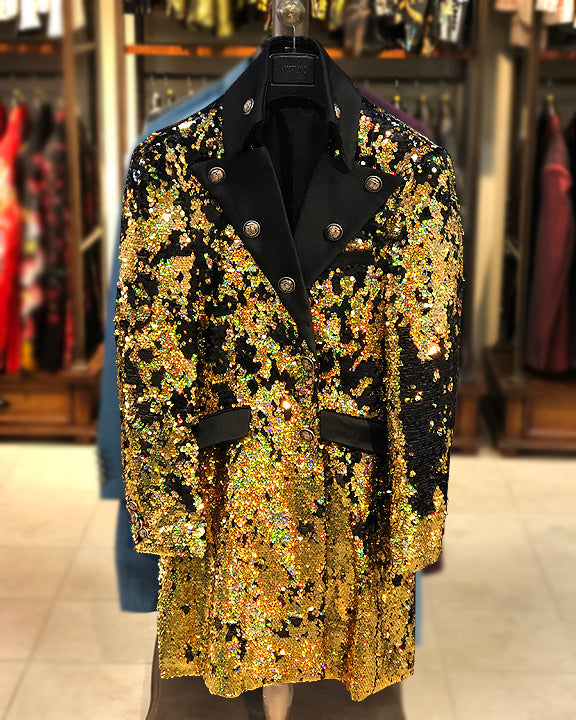 Long coat men - Sequin Gold/black  - ANGELINO