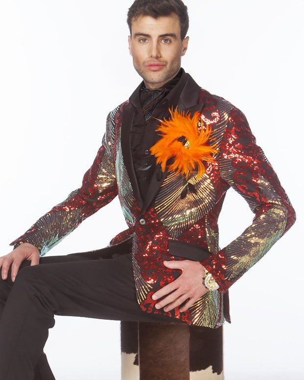 Prom Blazer - Prom Tuxedo - Sequin Blazer - Jupiter Red - ANGELINO
