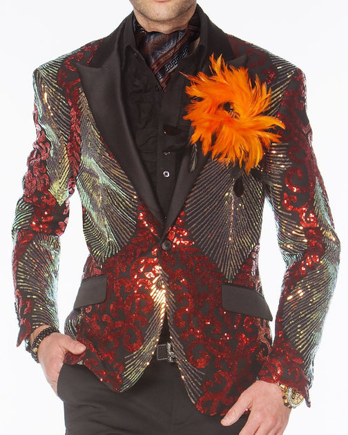Prom Tuxedo Sequin Blazer Jupiter Red ANGELINO