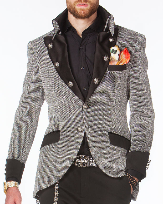 Prom Blazer - Prom Jacket- Lord D. Silver - Semi Long Blazer - ANGELINO