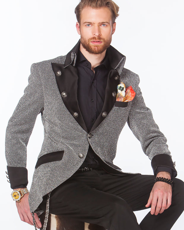 Prom Blazer - Prom Jacket- Lord D. Silver - Semi Long Blazer - ANGELINO