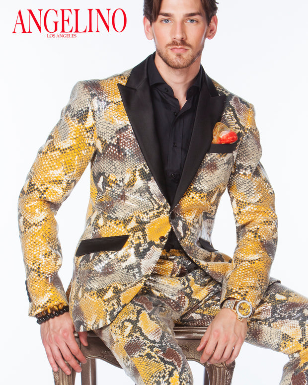 Prom Suit, Sequin Suit -  Python Gold - Mens - Fashion - Suits - ANGELINO