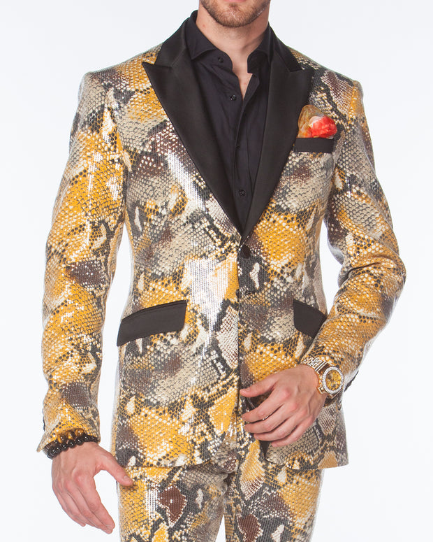 Prom Suit, Sequin Suit -  Python Gold - Mens - Fashion - Suits - ANGELINO