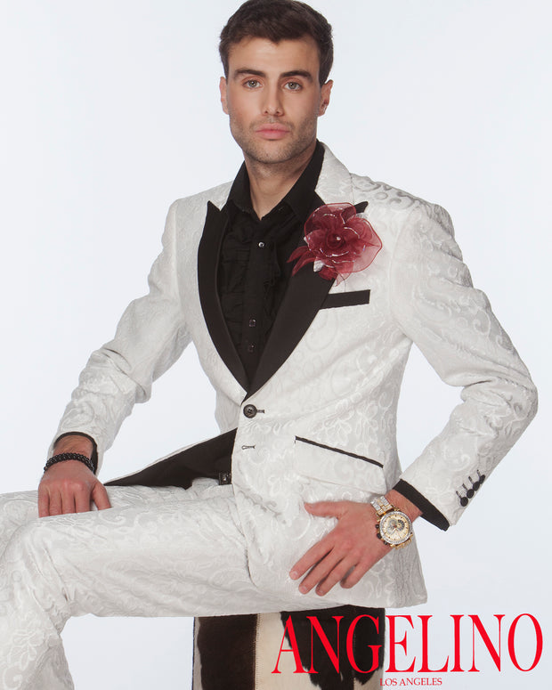 Men's Fashion Suit, Tuxedo - New Salsa White - Prom - Suits - wedding - ANGELINO