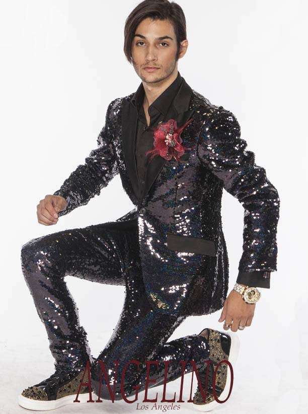 Sequin Suit New R. Sequin Black - Tuxedo - Men - prom - ANGELINO
