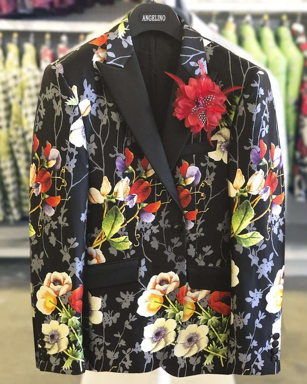 Men's Fashion Blazer, Silk, Flower bouquet 40L - Prom - Mens - Fashion - ANGELINO