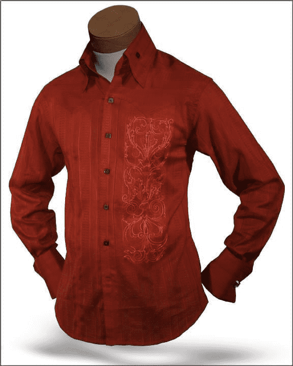 Men's Shirts, Dante Rust, Embroidery -  High Collar - ANGELINO