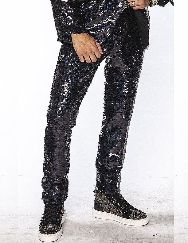 black sequin pants - ANGELINO