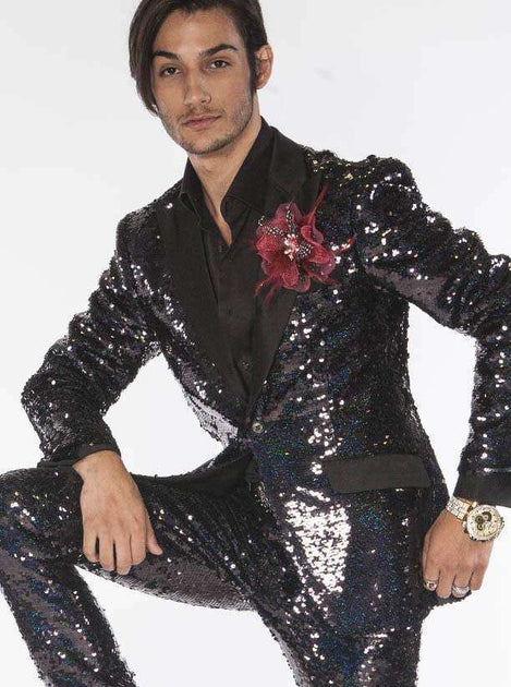 Black sequin suit best sale