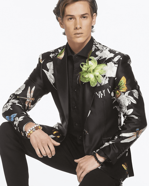 Men's Fashion Luxury Silk Blazer Bees - ANGELINO