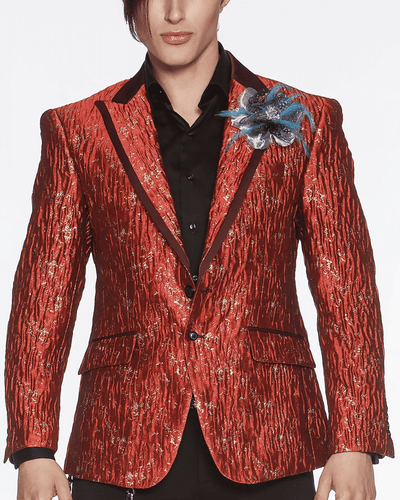 Men's Fashion Exotic Blazer Davis Red - ANGELINO