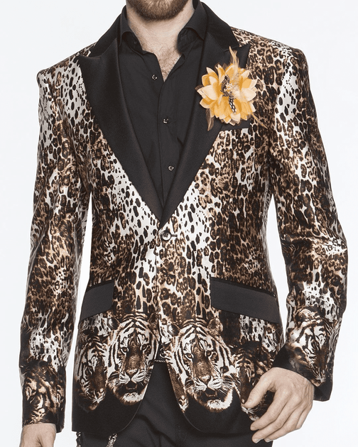 Silk Blazer for Men Tiger Wedding Tuxedo Dinner Jacket