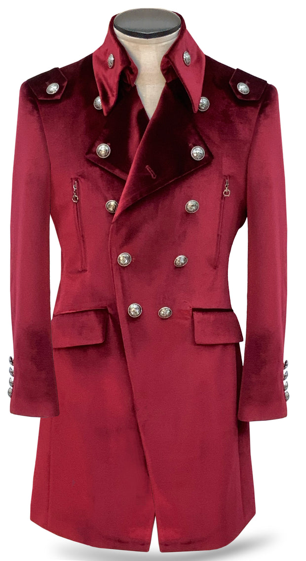 long coat men, burgundy Angelino