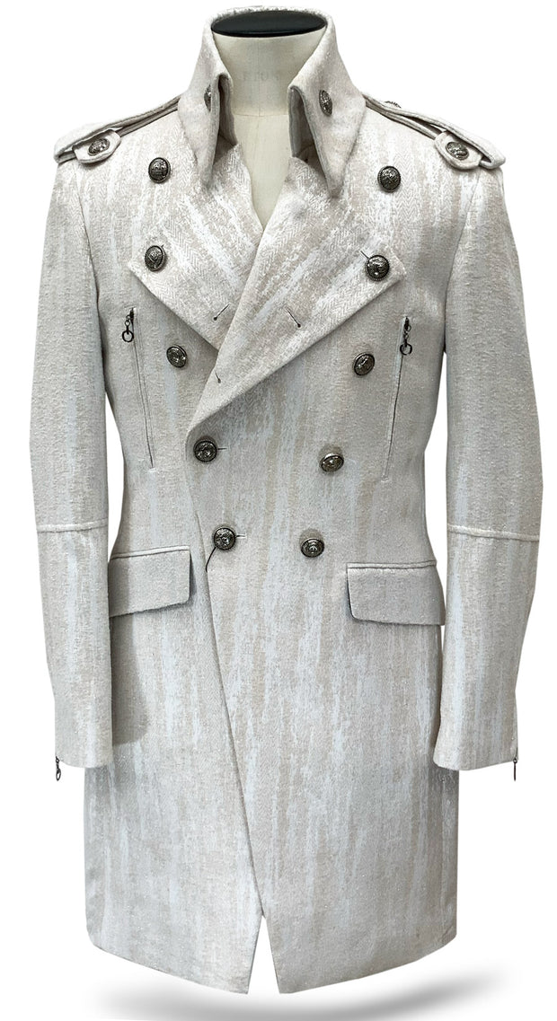 mens long coat, white, Angelino